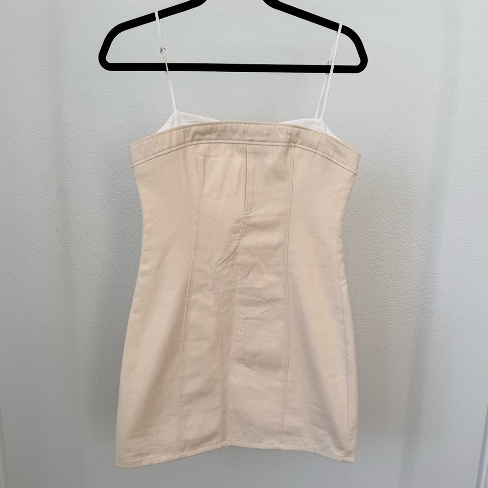 Beige Mini Dress with Spaghetti Straps